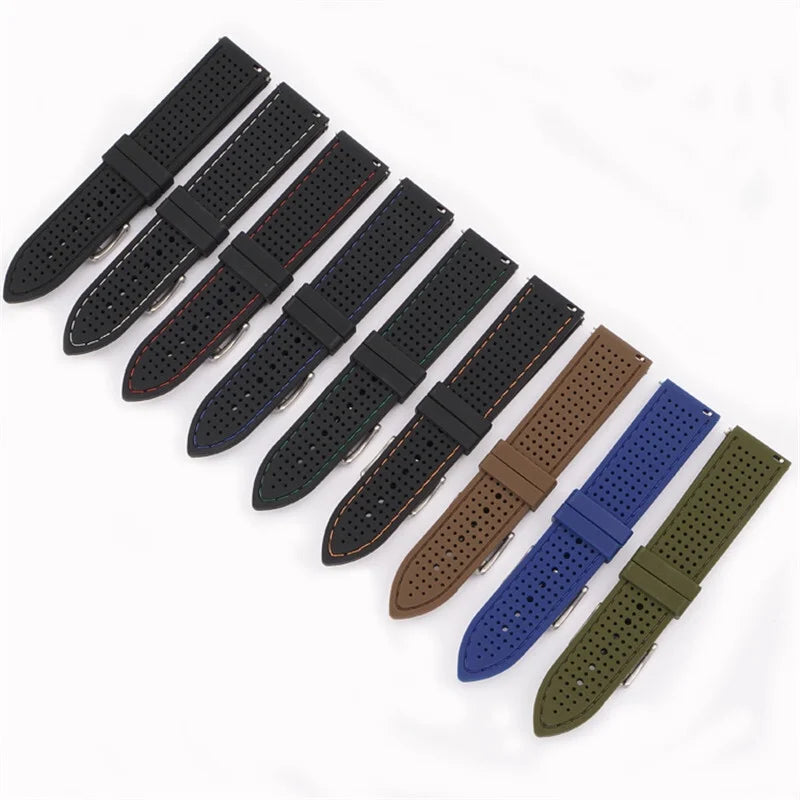 Soft Silicone Rubber Watch Strap — 20mm 22mm 24mm Waterproof Sport Band for Men & Women — view 4 of watch straps