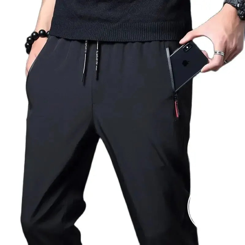 Men's Slim Fit Casual Jogger Pants — Elastic Waist Classic Korean Trousers — view 3 of men's clothing