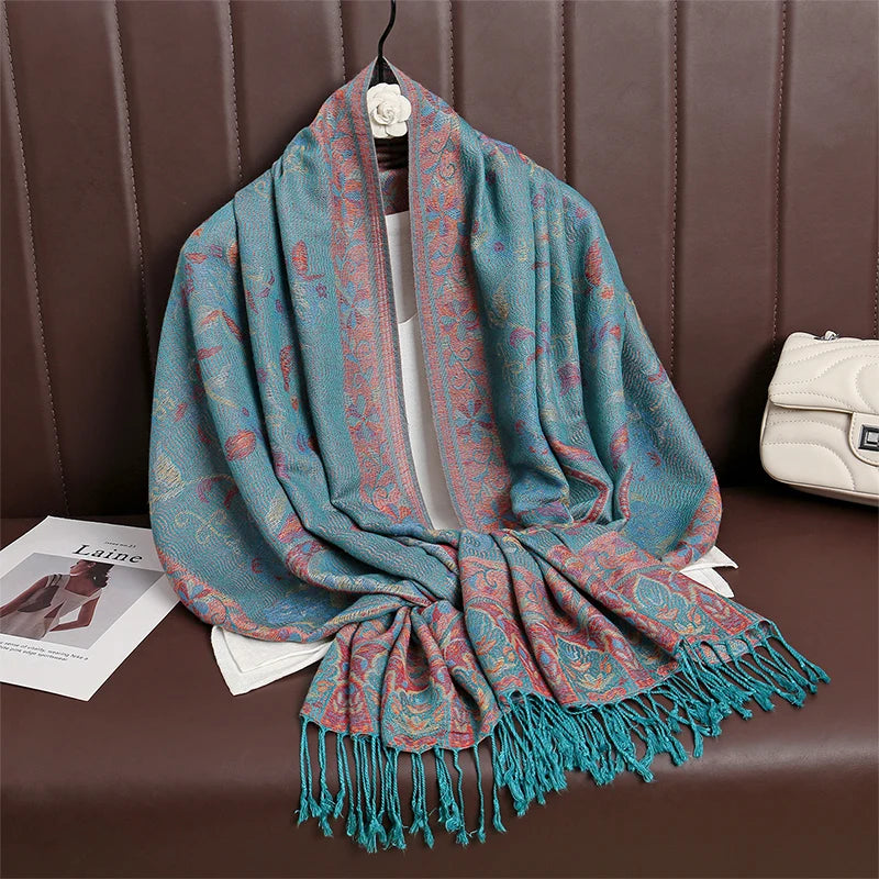 Pashmina Scarf in 58 Signature Shades — Cashmere-Feel Women's Tassel Shawl Wrap Color Stack — view 4 of scarves & wraps