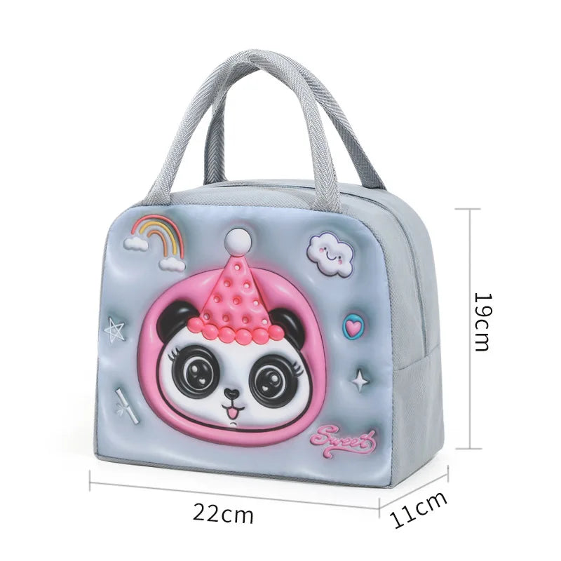 Cartoon Animal Print Kids Lunch Bag - Insulated Bento Tote with Fun Design — view 7 of lunch bags