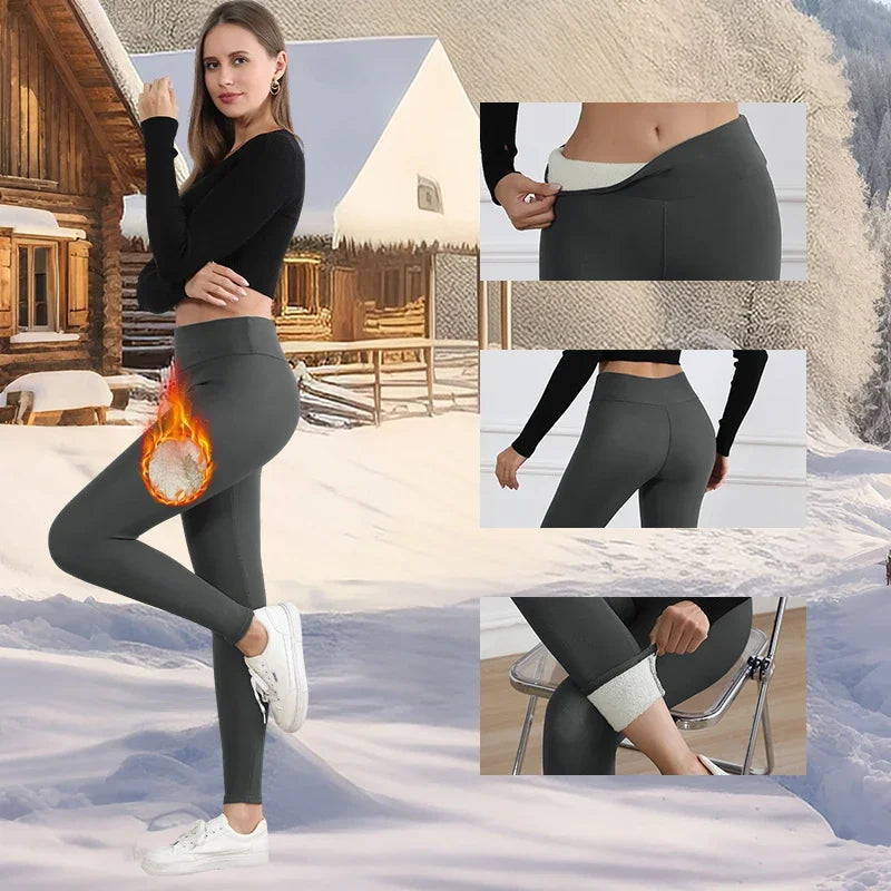 Fleece-Lined Winter Leggings &mdash; Velvet Thicken High-Waist Thermal Yoga Tights — view 6 of sports & fitness