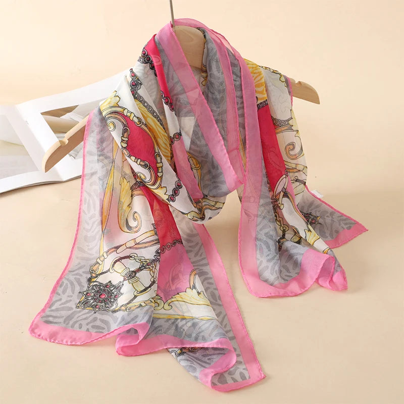 Printed Chiffon Scarf — Lightweight Sun-Protection Beach Shawl Wrap — view 12 of scarves