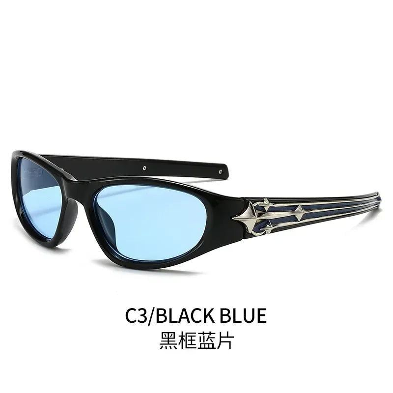 Y2K Cat-Eye Sunglasses Luxury — Punk Hip-Hop Rivet Star Designer Vintage Eyeglass UV400 Shades — view 8 of sunglasses