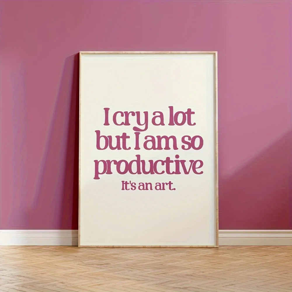 Colorful Text Typography Canvas Poster — Chic Pink & White Vintage Room Decor — view 11 of wall art & prints