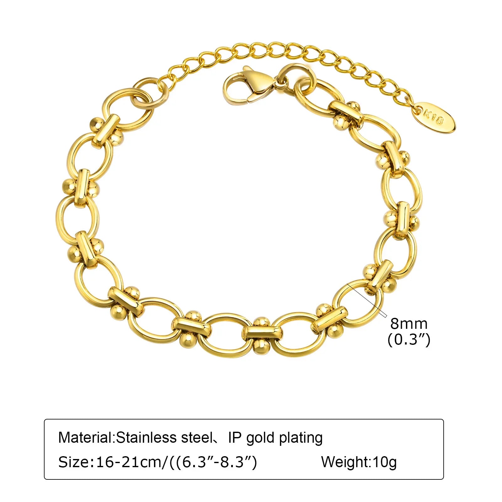Women's 18K Gold-Plated Twist Paperclip Chain Bracelet Stainless Steel Stackable Wrist Chain — view 12 of bracelets