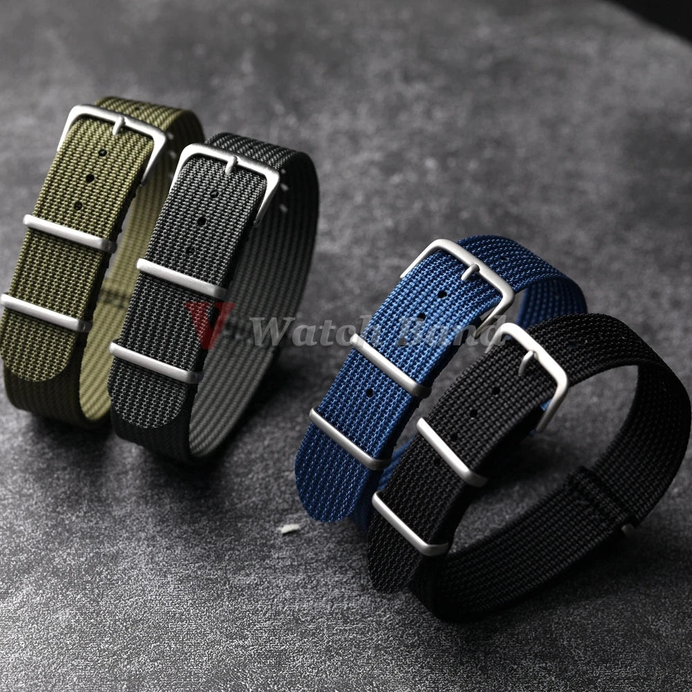 Ribbed Nylon Military Watchband — 18mm 20mm 22mm Breathable Sport Watch Strap — view 5 of watch straps