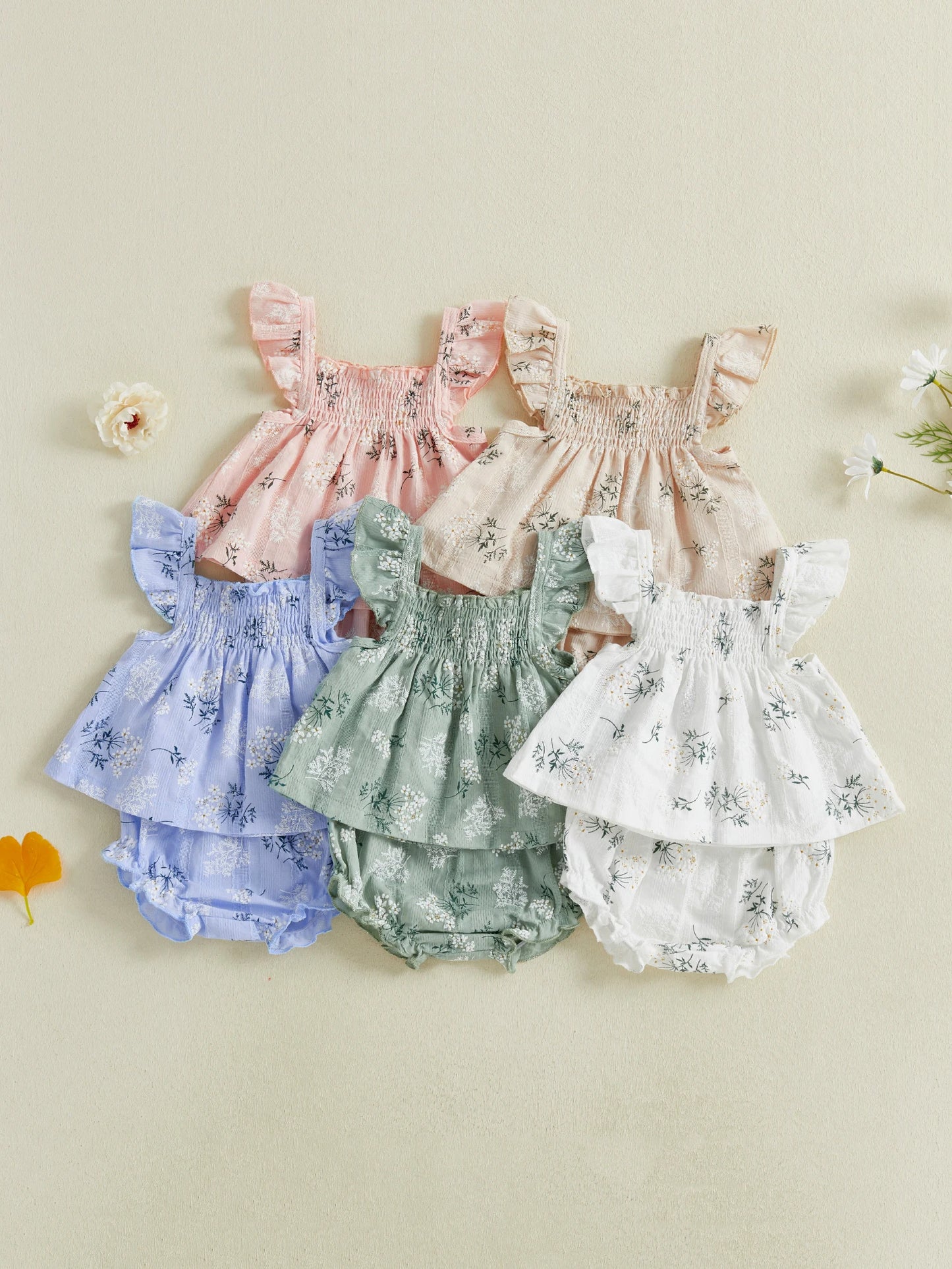 Toddler Girl Floral Flutter Sleeve Top & Shorts Set - Cottagecore Summer Outfit — view 2 of toddler sets