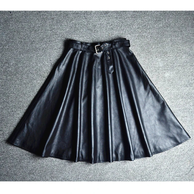 Genuine Sheepskin A-line Skirt Women High Waisted Large Swing Skirt 2024 Fall New Female Brown Short Casual Real Leather Skirt