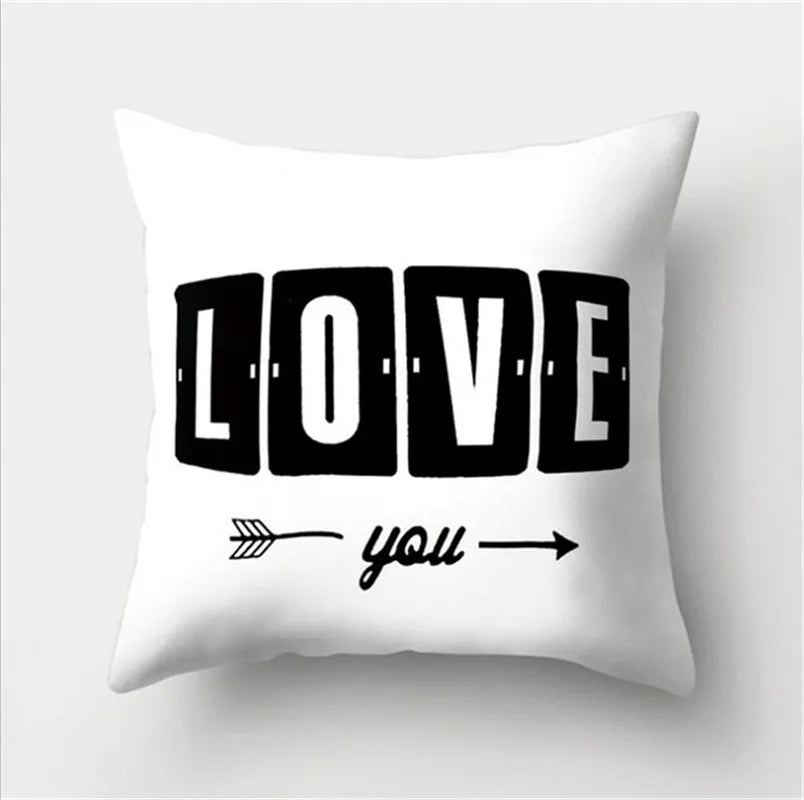 Black &amp; White Geometric Pillowcase &mdash; 45&times;45 cm Modern Sofa &amp; Office Cushion Cover