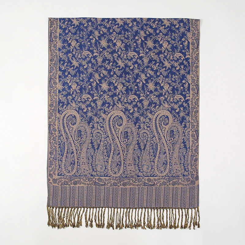 Bohemia Hijab Scarf Pashmina — Cashmere Modest-Fashion Long Shawl, Boho Print Head Wrap — view 3 of scarves & wraps
