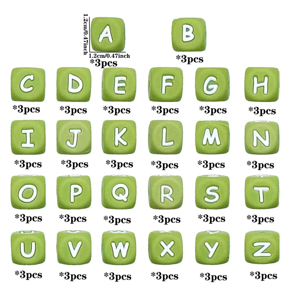 Pearl & Silicone Letter Beads 78pc 12mm — DIY Necklace Bracelet & Pen Charms — view 20 of beads