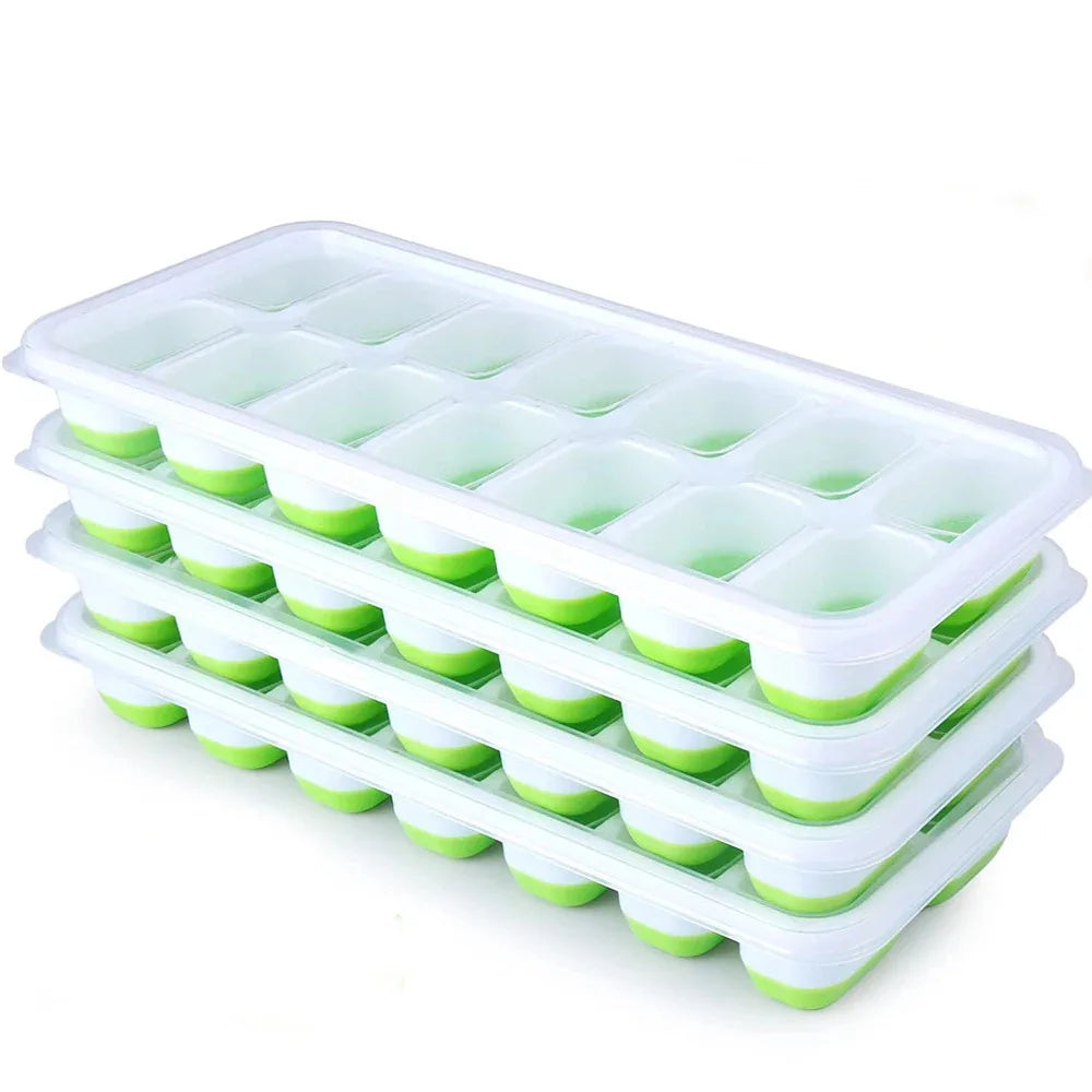 Ice Cube Tray Mold with Lid Silicone Square 14 Cube Easy Release Ice Cube Molds Summer Kitchen Bar DIY Iced Cocktail Freeze Tool — view 7 of product