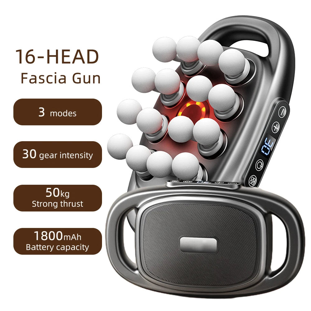 16-Head Heated Fascia Gun — High-Frequency Percussion Massager — view 8 of recovery & massage