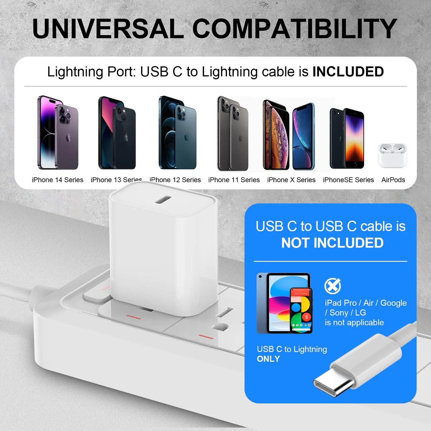 for iPhone 20W USB-C Wall Charger + 6ft Lightning/USB-C Fast Charge Cable — view 3 of chargers & cables