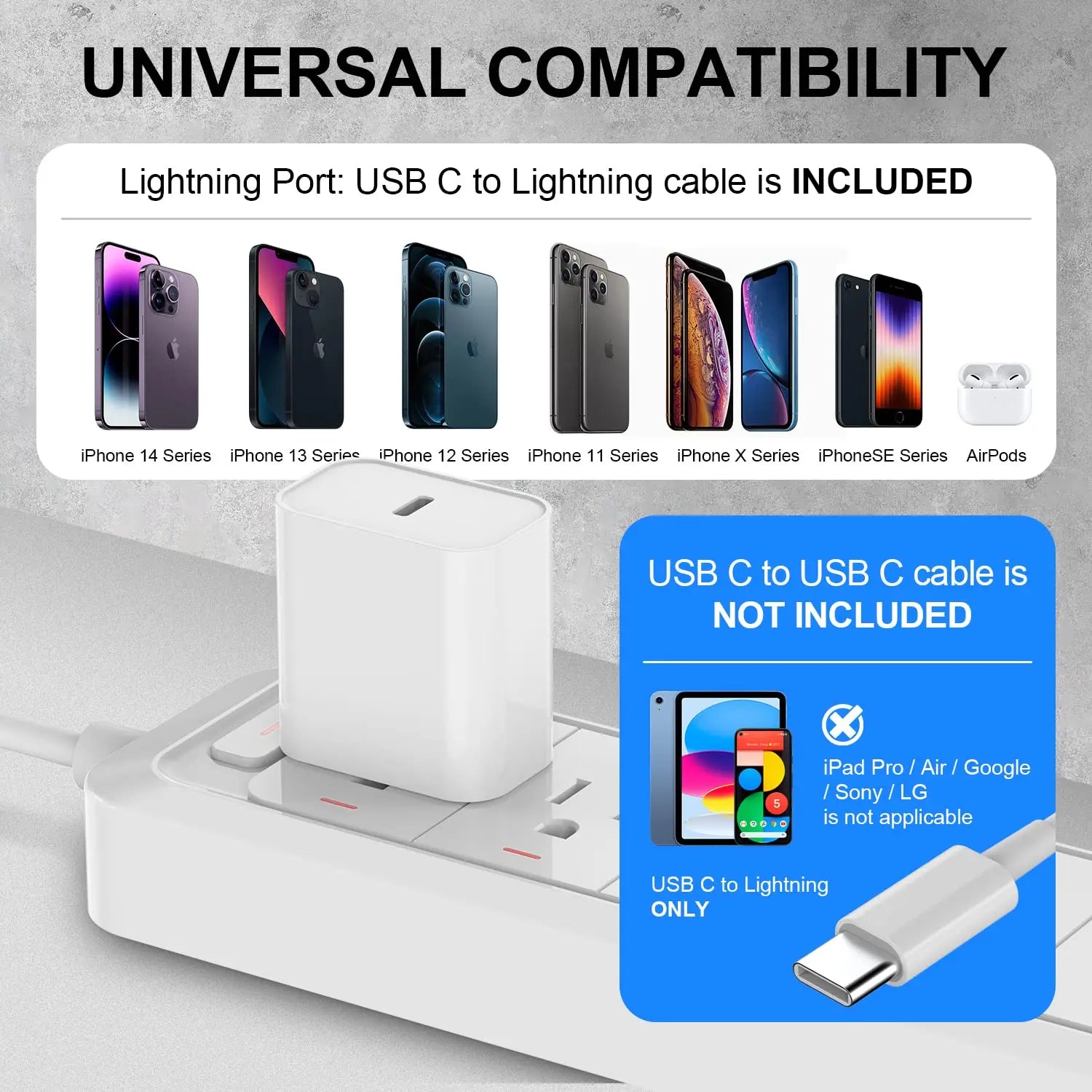 for iPhone 20W USB-C Wall Charger + 6ft Lightning/USB-C Fast Charge Cable — view 3 of chargers & cables