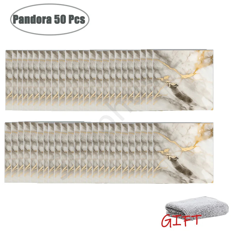 PVC Marble Peel-and-Stick Wall & Tile Stickers (10–50PCS) – Waterproof Self-Adhesive Floor & Backsplash Decor