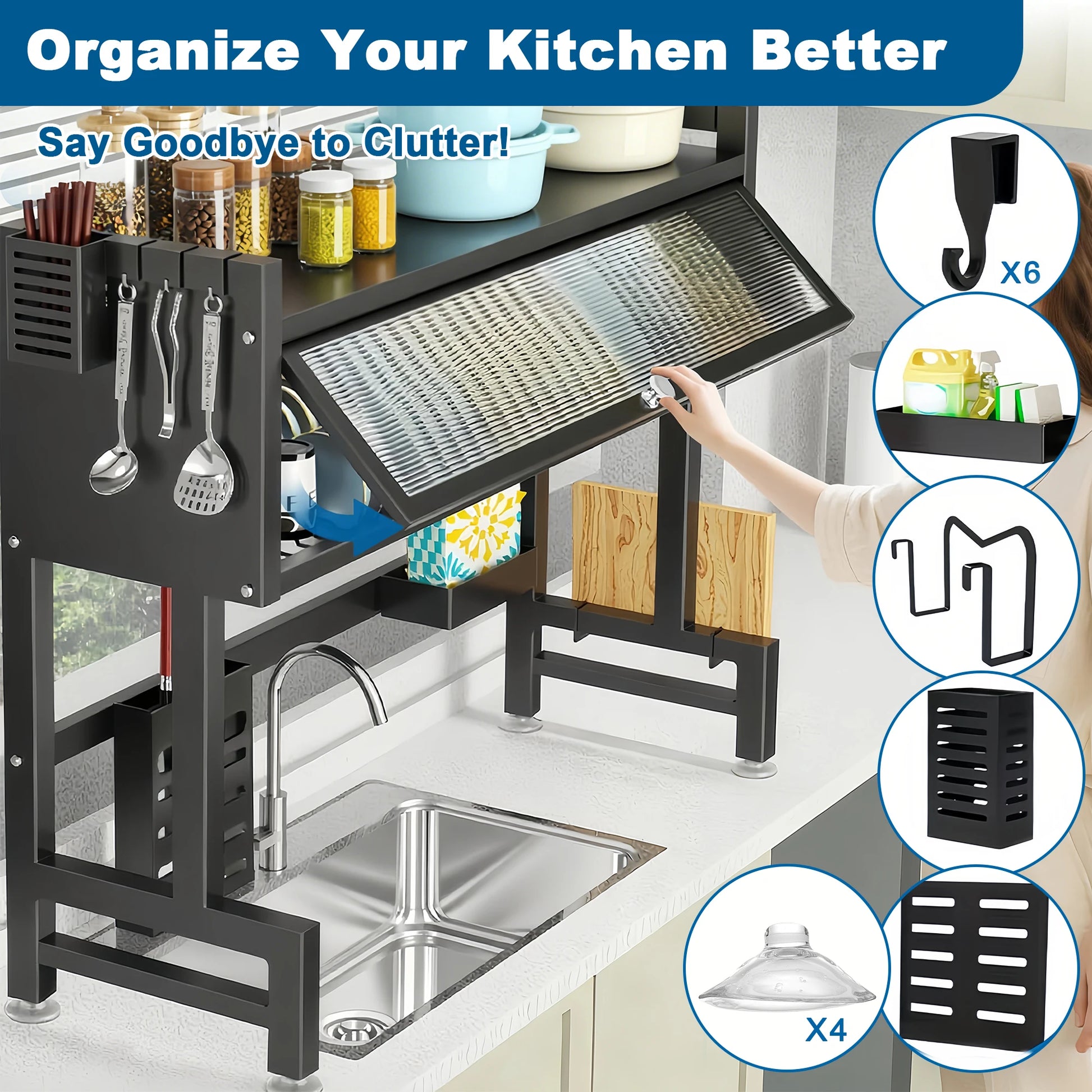 Extra-Long Kitchen Sink Drying Rack, Space-Saving Dish Rack — product photo 7