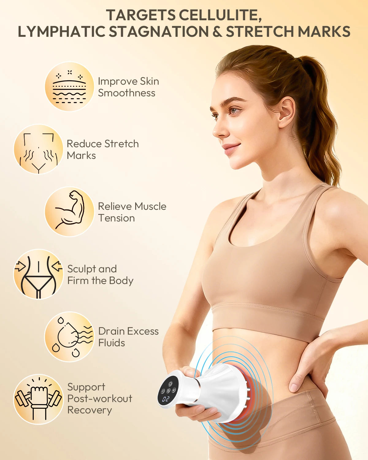 Lymphatic Drainage Massager — Anti-Cellulite Body-Sculpting Tool with Heat — view 2 of recovery & massage
