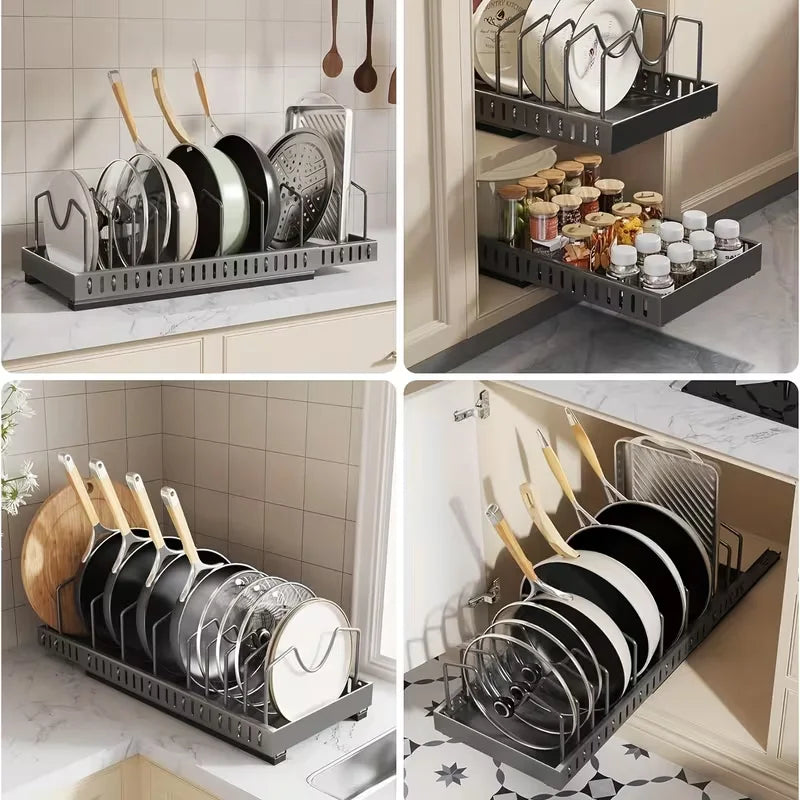 Pull-Out Cabinet Organizer, Sliding Pot Lid & Pan Rack — product photo 7