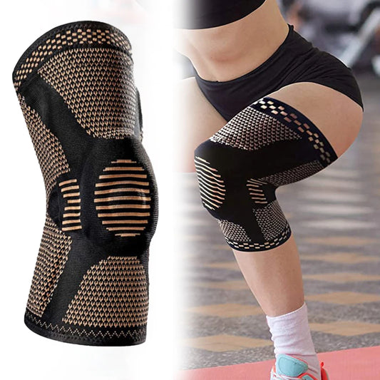 Orthopedic Knee Compression Sleeve — Copper Nylon Patella Stabilizer — view 1 of braces & support