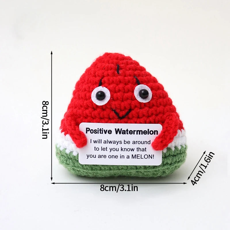 Home Decor Hand-Woven Crochet Ornament — Funny Vegetable Animal Doll with Hugging Card, Positive Energy Desk Accent & Gift