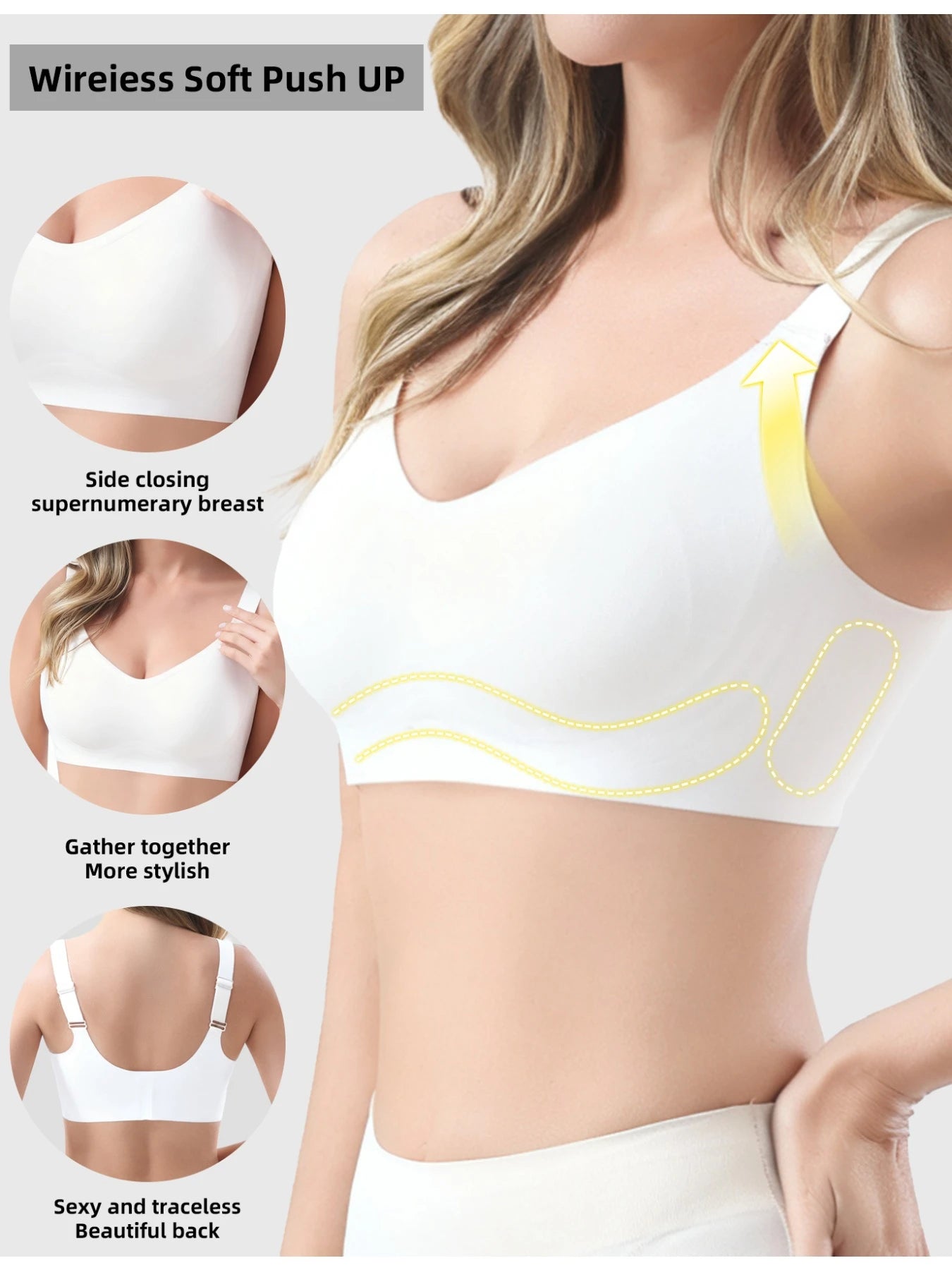 Seamless Wireless Push-Up Sports Bra &mdash; Soft Stretchy Everyday Bralette with Removable Padding — view 4 of sports bras
