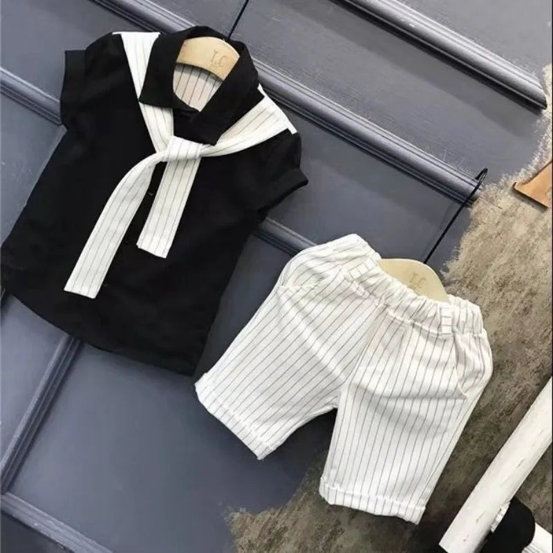 Children's Clothing Set New Summer Handsome Summer Clothes Suit Little Boy Short Sleeve Shirts and Shorts 2 Piece Set