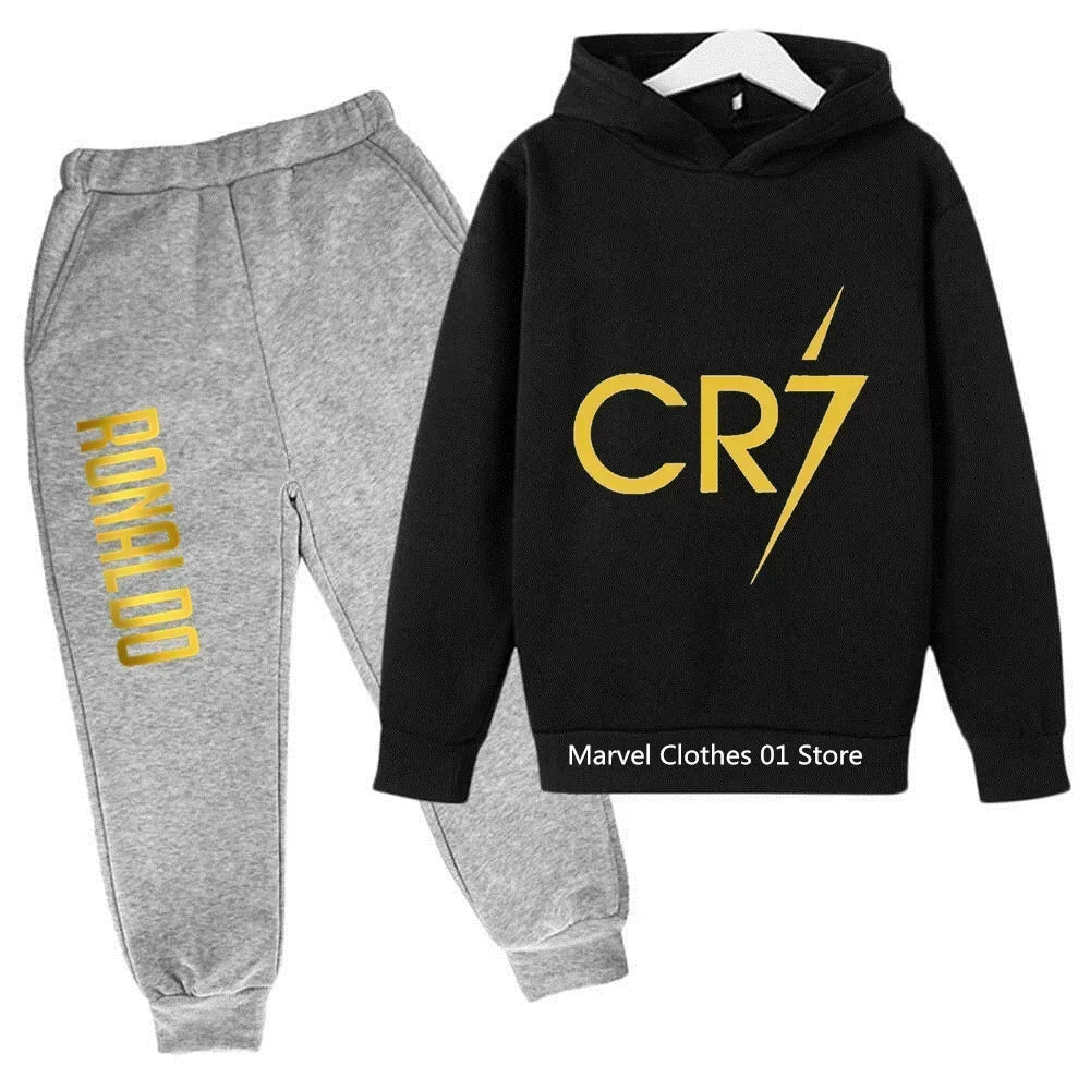 Cristiano Ronaldo CR7 Cosplay Costumes Kids Football Idol Hoodie Set Pants Kids Boys High Quality Tops Girls Clothing Sets