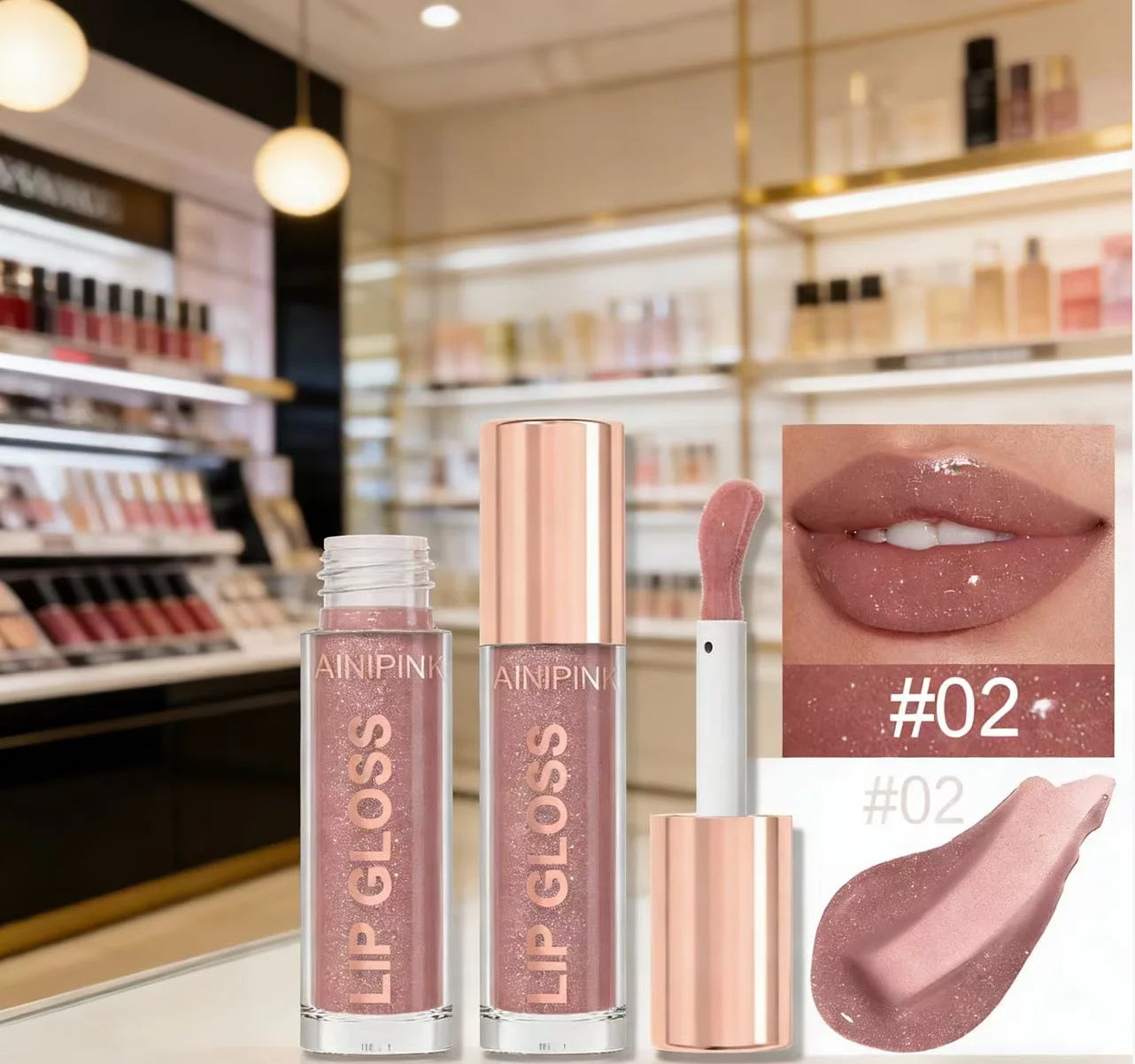Shimmer Glitter Lip Gloss — Waterproof Moisturizing High-Shine Lip Color — view 2 of makeup