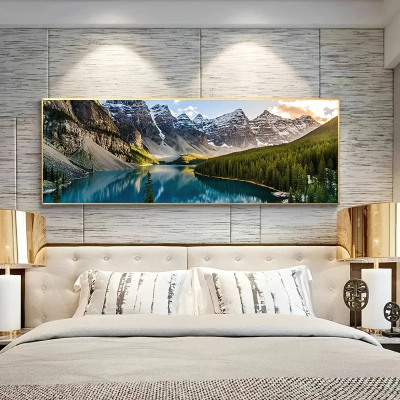 Lake Forest Mountain Landscape Canvas Poster &mdash; Scenery Wall Art for Living Room &amp; Bedroom — view 3 of wall art & prints