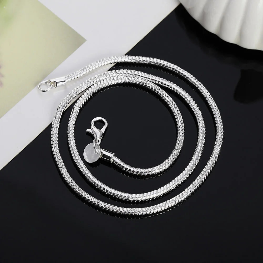 Unisex 925 Sterling Silver Snake Chain Necklace — 1-3mm Solid Fashion Jewelry