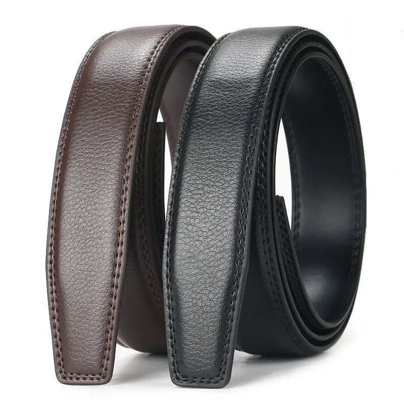Belts Genuine Leather Men's Automatic Ratchet Buckle Belt — Black & Brown — view 2 of belts