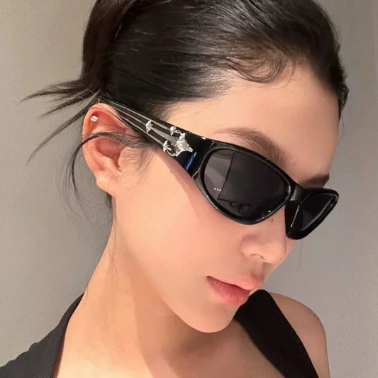Y2K Cat-Eye Sunglasses Luxury — Punk Hip-Hop Rivet Star Designer Vintage Eyeglass UV400 Shades — view 1 of sunglasses