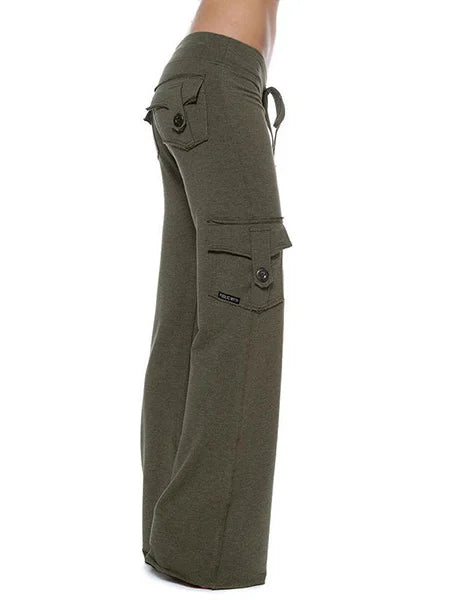 Dropshipping Cargo Pants Women Pants Strong Elastic Wide Leg