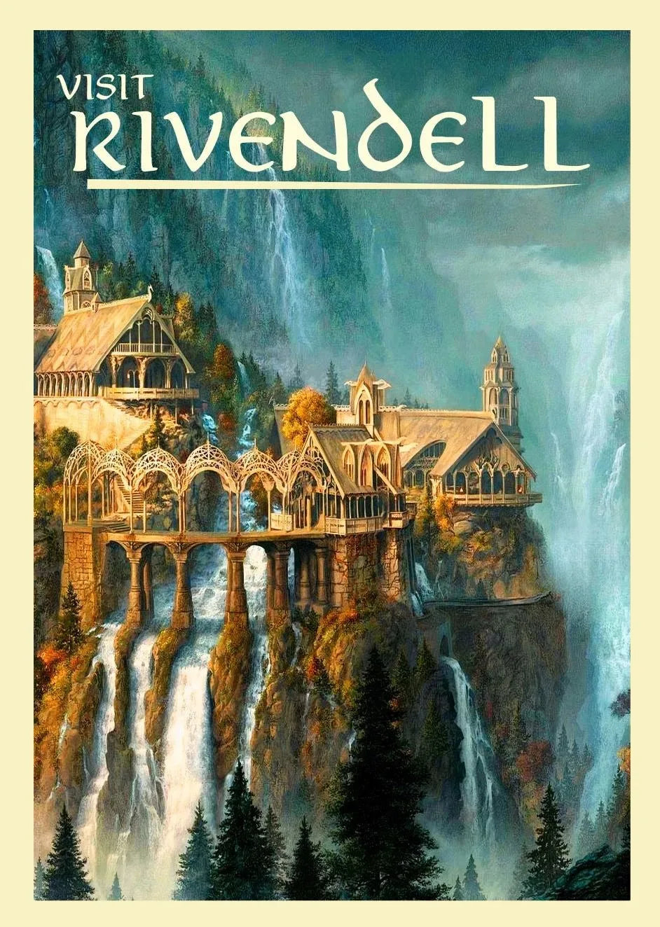 Middle-Earth Travel Canvas Poster &mdash; Vintage Lord of The Rings Fantasy Movie Wall Art