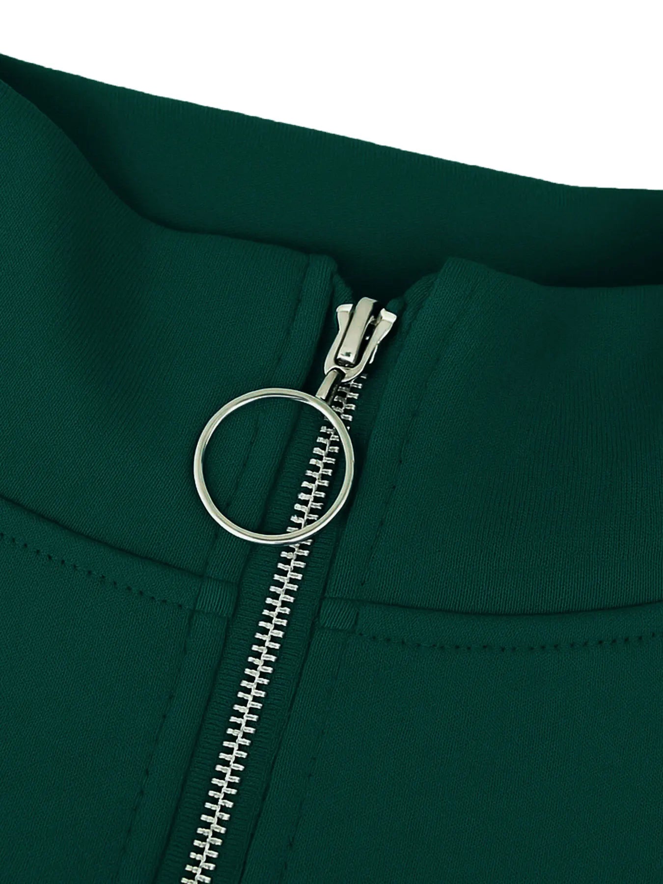 Women&rsquo;s Zipped Coat + Wide-Leg Pants Set &mdash; Green Long-Sleeve Striped Sportswear — view 5 of tracksuits