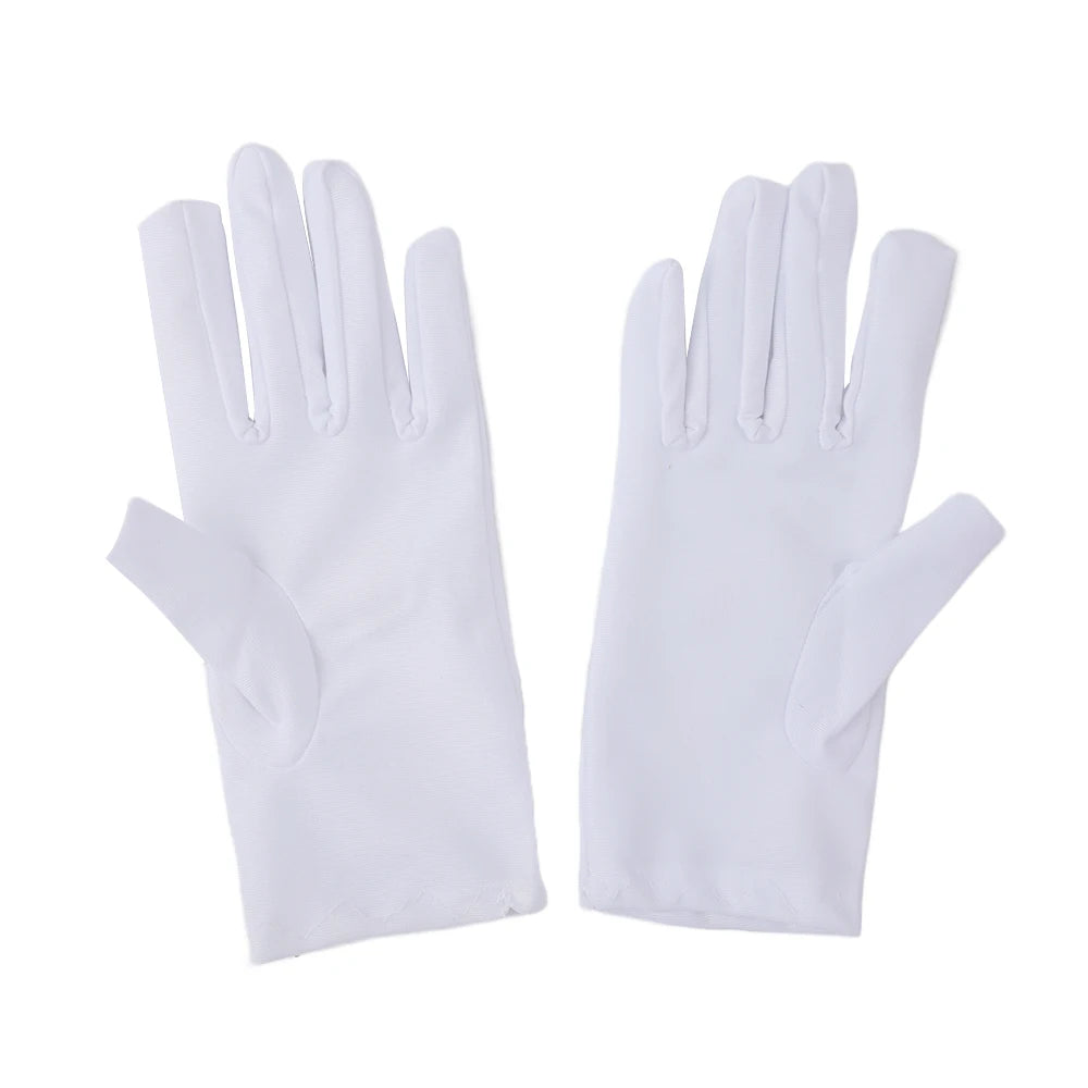 White Kids’ Spandex Elastic Gloves – Boys’ and Girls’ Stage Performance & Etiquette Gloves