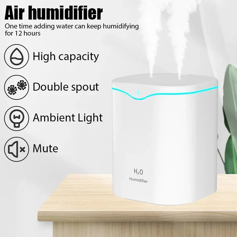 2000ml Cool Mist Air Humidifier – Dual Spray USB Diffuser with Colorful Night Light — view 1 of home & kitchen