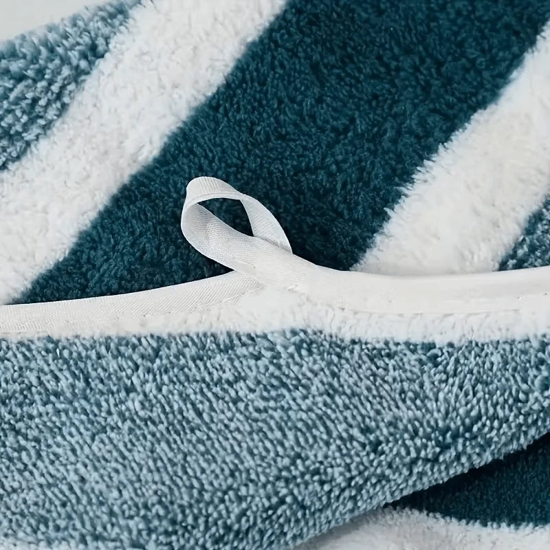 Bath Towels Coral Fleece 2-Piece Set — 5-Star Hotel Super-Soft Quick-Dry Non-Shedding Striped — view 2 of bath & towels