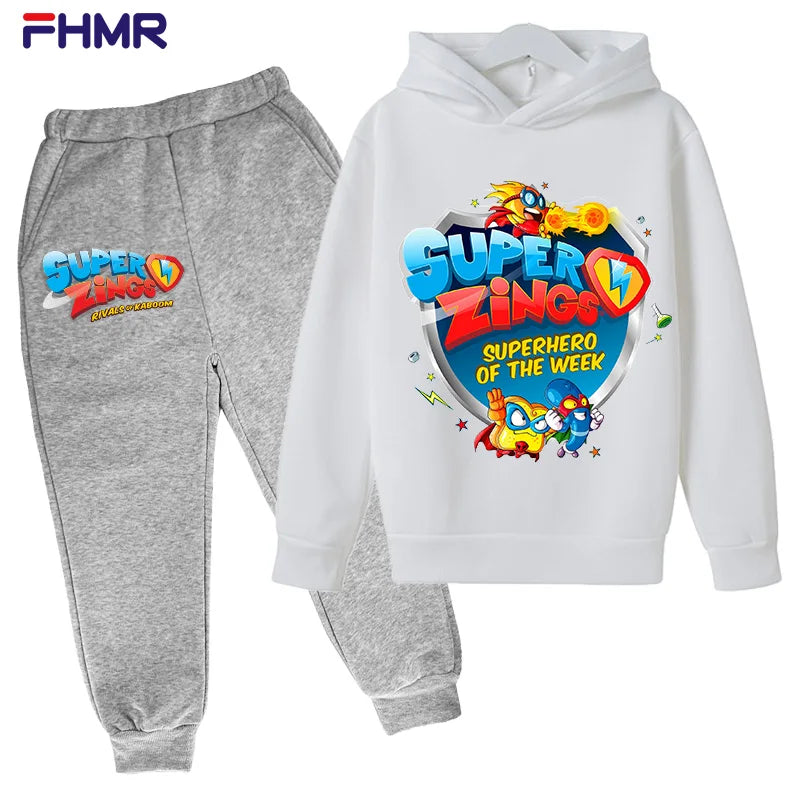 Super zings 4-14Y Kids Boys Hoodies+Pants Sets New Autumn Baby Tops Clothing Toddler Casual Sweatshirt Suit Children Clothes