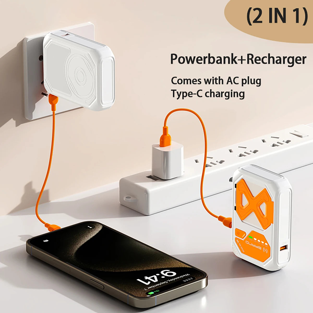 Magnetic 10000mAh 22.5W Wireless Power Bank — Foldable AC Plug All-in-One — view 6 of power banks