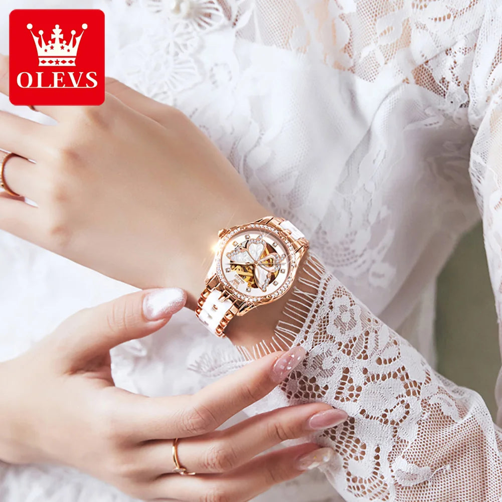 OLEVS 6622 Women's Butterfly Dial Watch — Luxury Diamond Quartz Wristwatch — view 3 of watches