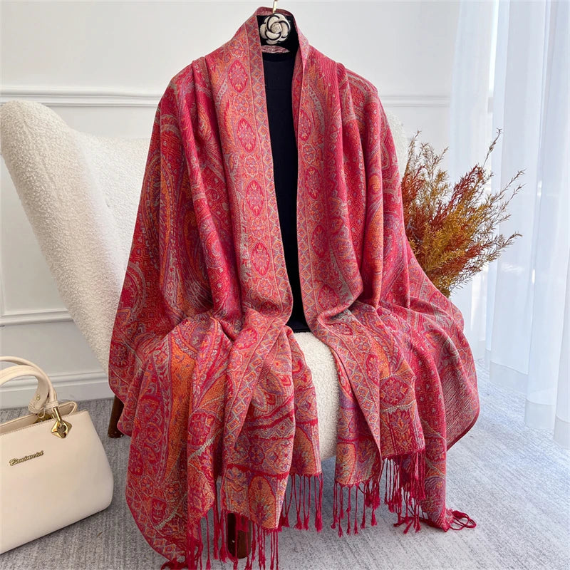 Pashmina Scarf in 58 Signature Shades — Cashmere-Feel Women's Tassel Shawl Wrap Color Stack