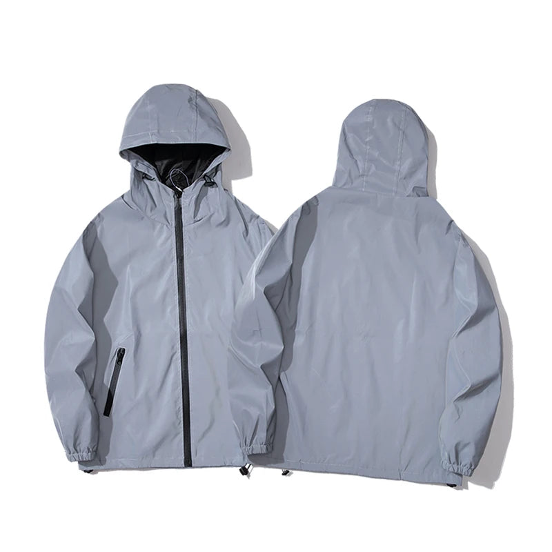 Men's reflective hooded windbreaker jacket for running and cycling at night — view 4