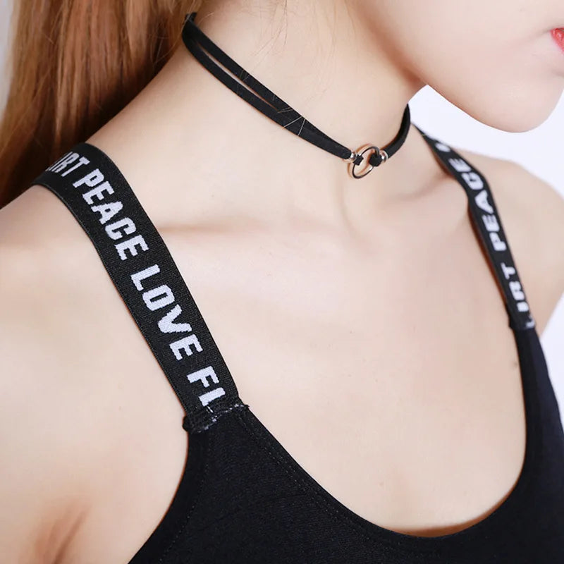 Letter-Strap Sports Bra — Bold Padded Gym Yoga Bralette Tank Top (40-65Kg) — view 3 of sports bras