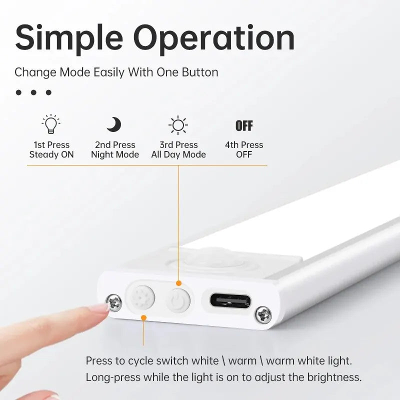 LED Motion Sensor Night Light &mdash; Wireless USB Under-Cabinet Light for Kitchen, Bedroom &amp; Wardrobe — view 2 of led &amp; smart lighting