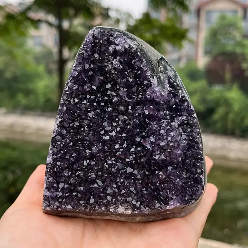 Crystal & Gemstone Purple Amethyst Cluster — Natural Raw Stone Ornament for Home & Office