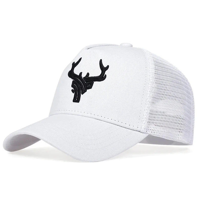 Antler Embroidery Mesh Trucker Cap - Adjustable Outdoor Adventure Hat — view 3 of trucker caps