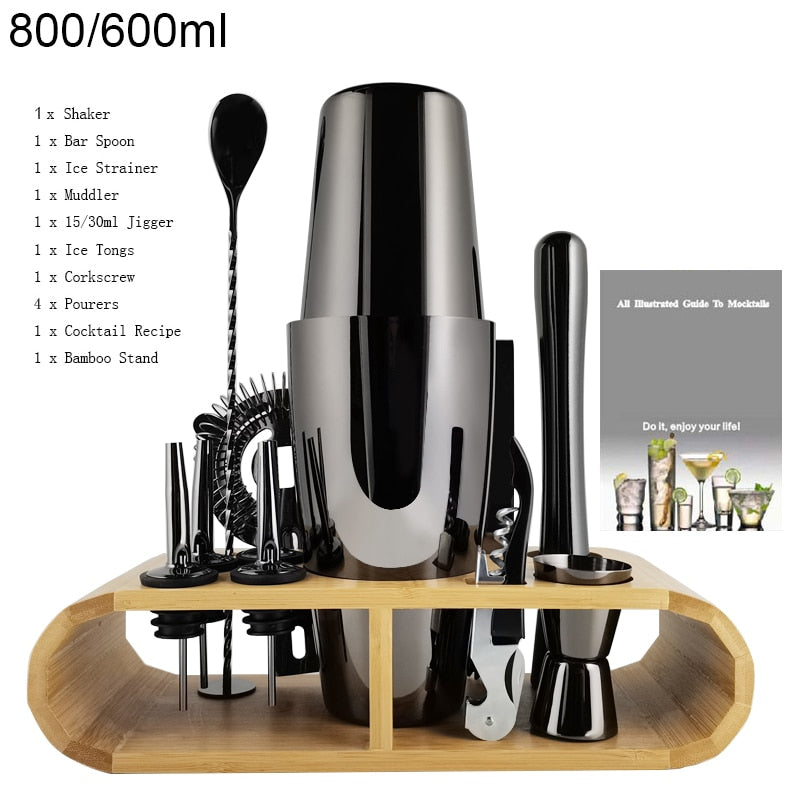 1-14 Pcs Stainless Steel Cocktail Shaker Set – 600ml/750ml Mixer for Drinks