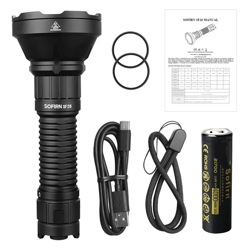 Sofirn SF26 Tactical Flashlight — 2000 Lumen USB-C Rechargeable LED — view 7 of outdoor sports